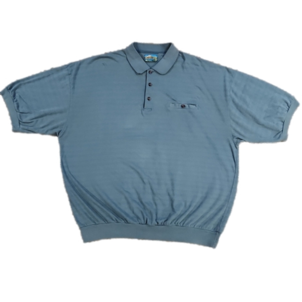 3/$20 Timber Ridge Traders Green Striped Polo Shirt